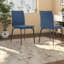 Ensemble de 2 chaises de salle à manger modernes en tissu bleu, pieds en métal