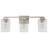 3-Light Silver Vanity Light with E26 Base, Metal Frame and Glass Shades, ETL Certified, Dimmable