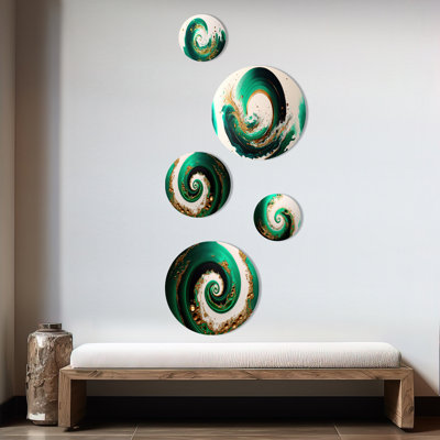 Décoration murale verte en spirale verte et dorée I - Modern
