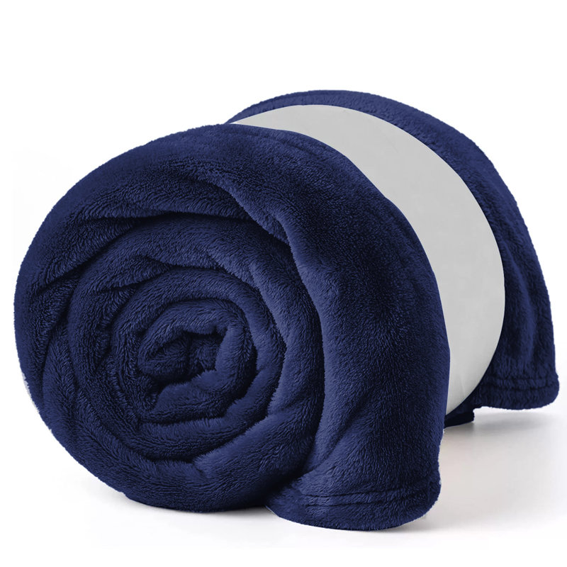 Plain Weave / Muslin Heated Throw Blanket, Single, Navy