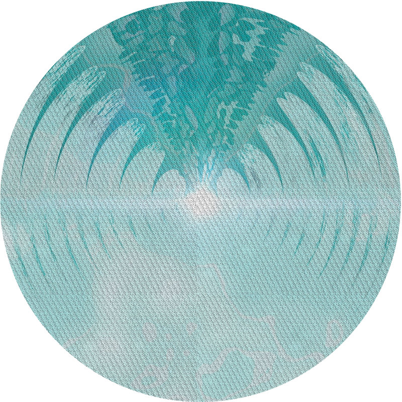 Tapis bleu ciel à motif, Rond 8 pi