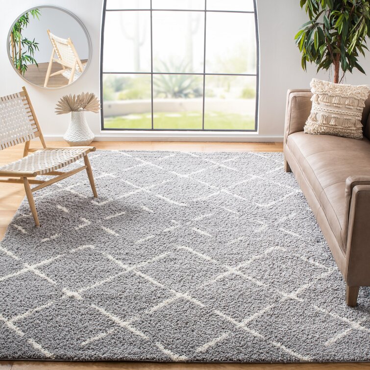 Wrought Studio Rabia Gray/Cream Area Rug, Size: Rectangle 4' x 6