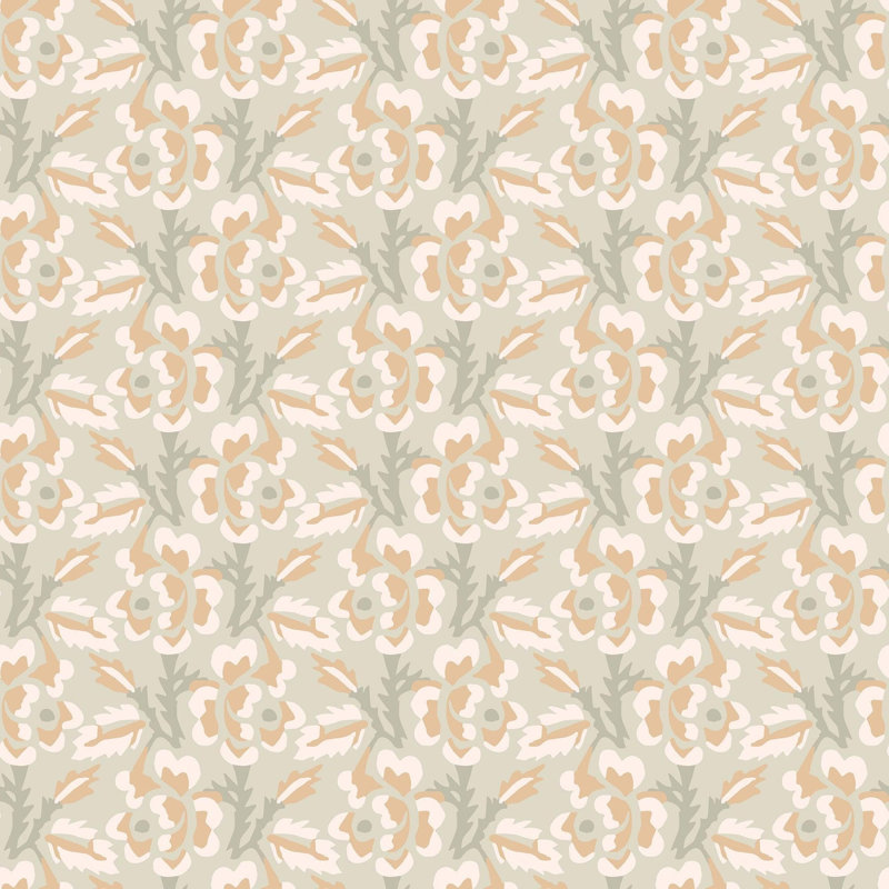 Thorn & Blossom - Wallpaper, Sunlit Apricot, Faux Grasscloth