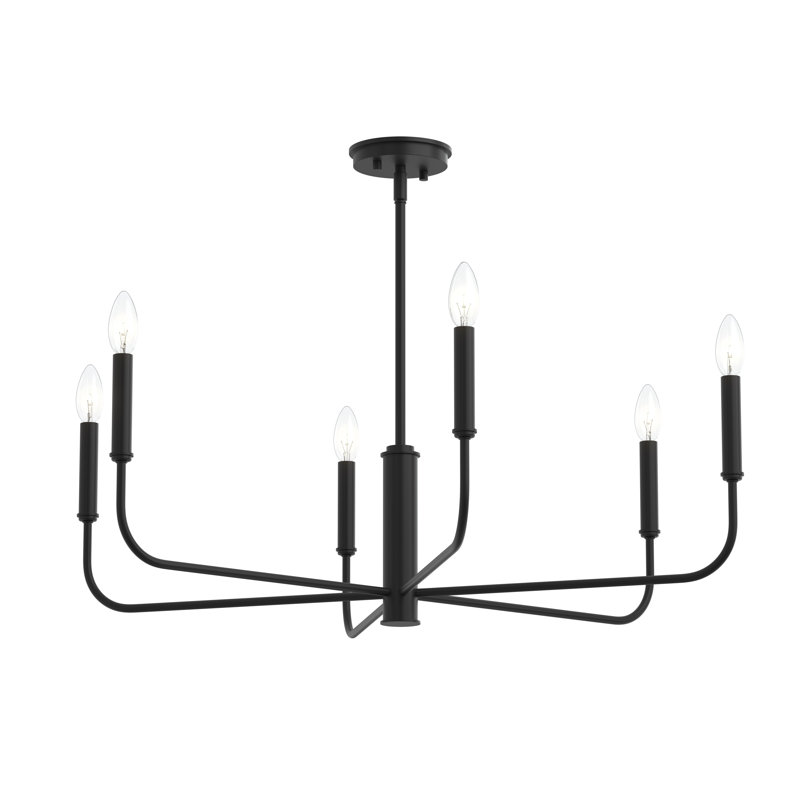 Reines Six-Light Matte Black Large Chandelier, Matte Black
