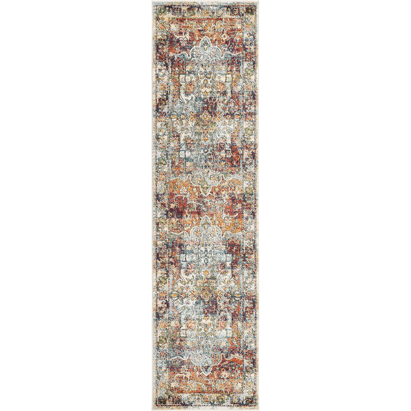 Tapis traditionnel Mekalah multi oriental, Tapis de couloir 2 pi 7 po x 10 pi