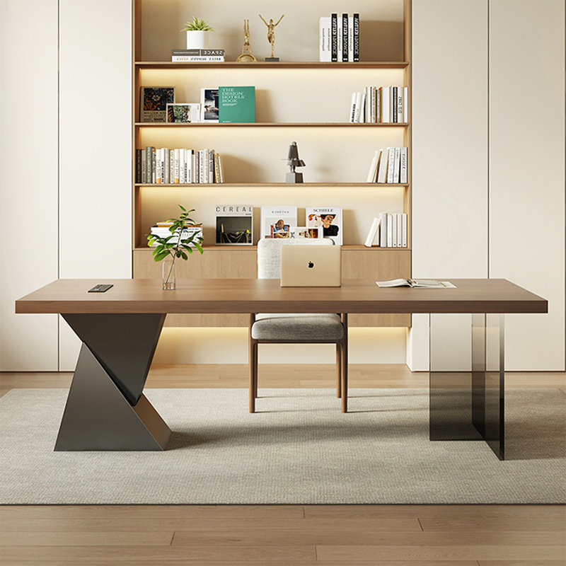 Bureau d'écriture rectangulaire en bois massif brun noisette, H 29,53 po x l 70,87 po x P 31,5 po