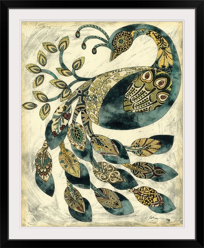 Impression graphique ii Royal Peacock, H 28 po x l 24 po x P 1 po, Cadre noir