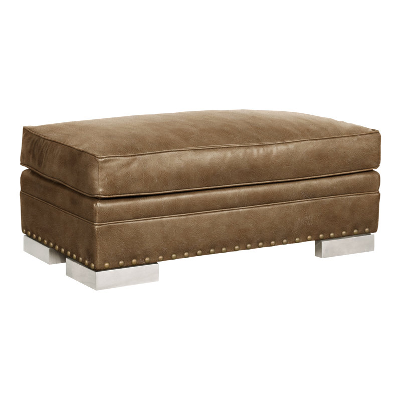 Riverside Upholstered Ottoman, Casa Blanca, Distinct Shroom Genuine Leather, No