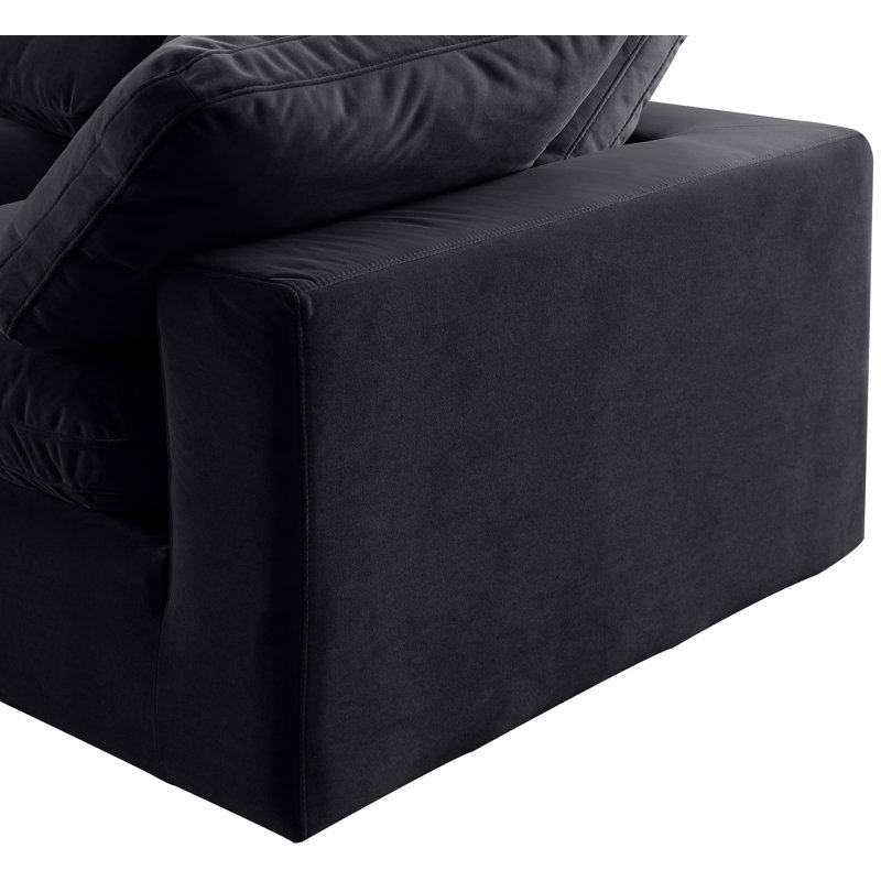 Canapé modulaire réversible en velours Hinesh, Velours noir