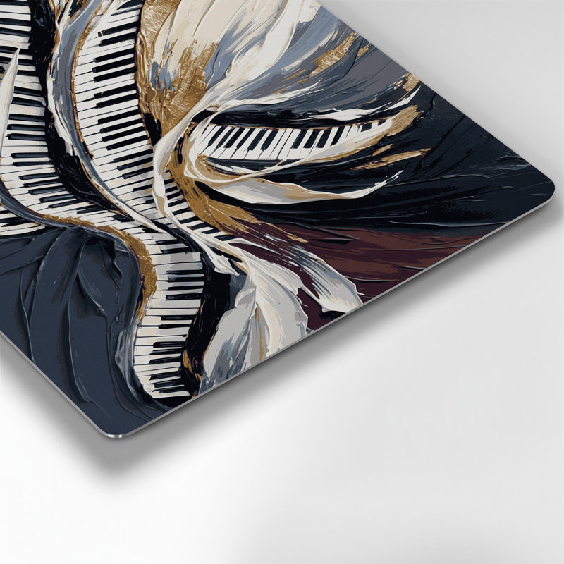«Music Piano Key Patterns», art mural en métal gris, H 24 po x l 36 po