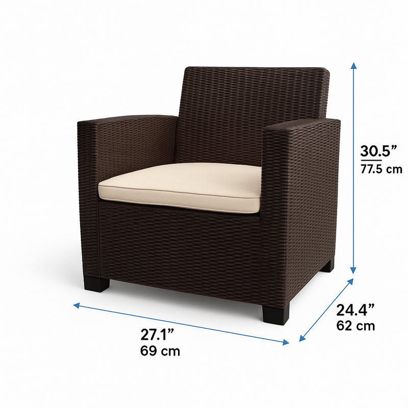 4 Person - 4 Pc Loveseat Conversation Set with Cushions in  Espresso, Espresso, 4 Pieces: Loveseat, Table, 2 Chairs