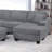 Laf Loveseat With Usb Port Modern Style 5Pc Sectional Set Corner Wedge Armless Chair Cocktail Ottoman Raf Loveseat With Storage Fog Finish Primary Living Room-885976424