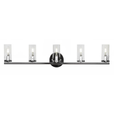 Barre d'éclairage de salle de bain 5 lumières Trinity au fini chrome avec verre transparent 2,5 po