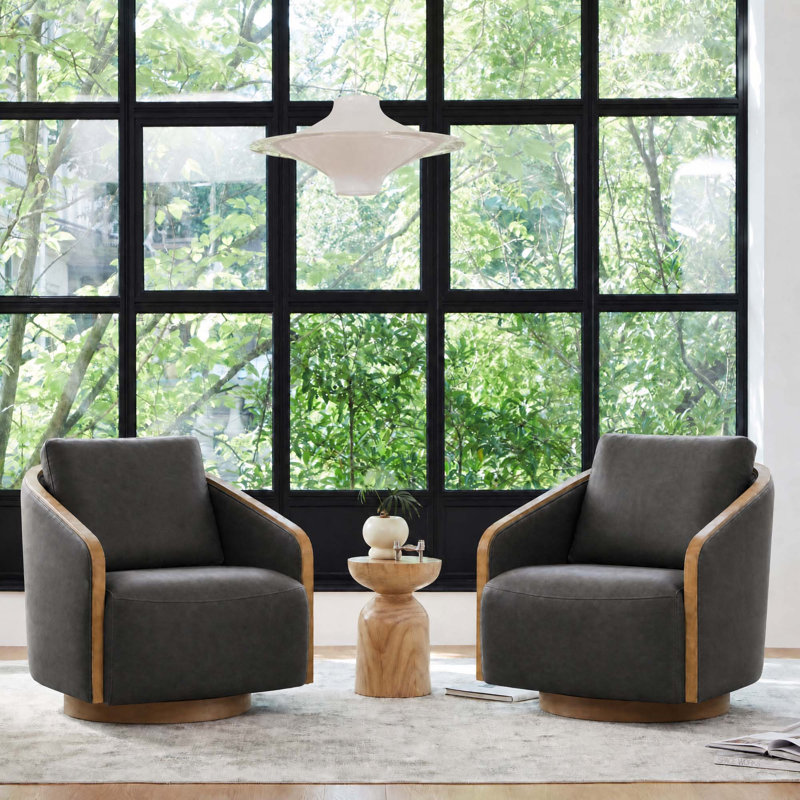 Fauteuil demi-tonneau pivotant l 32 po Nieve, Black