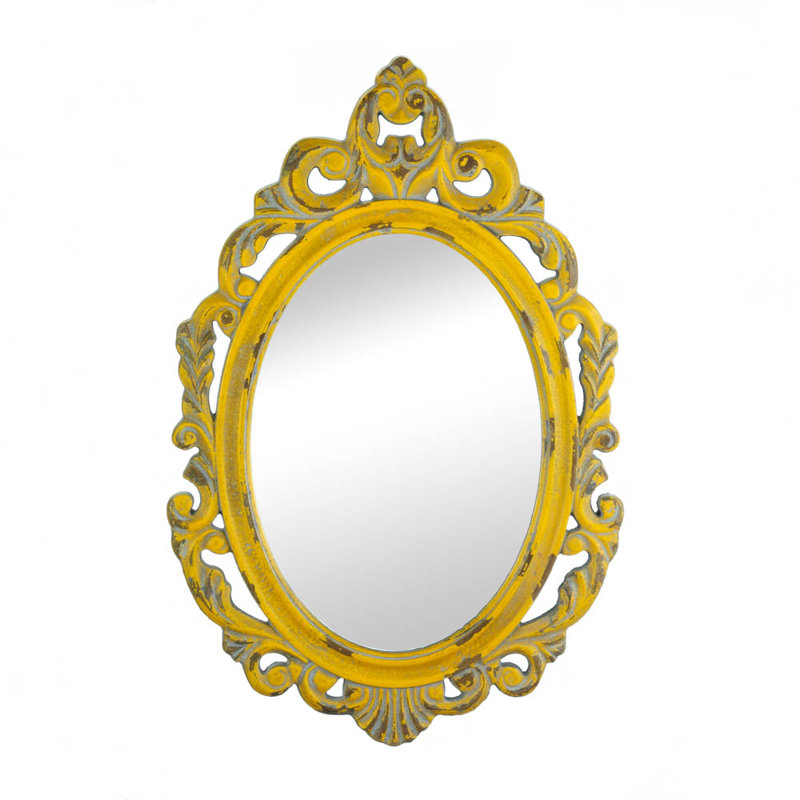 Miroir décoratif patiné glamour Ingalls, Jaune