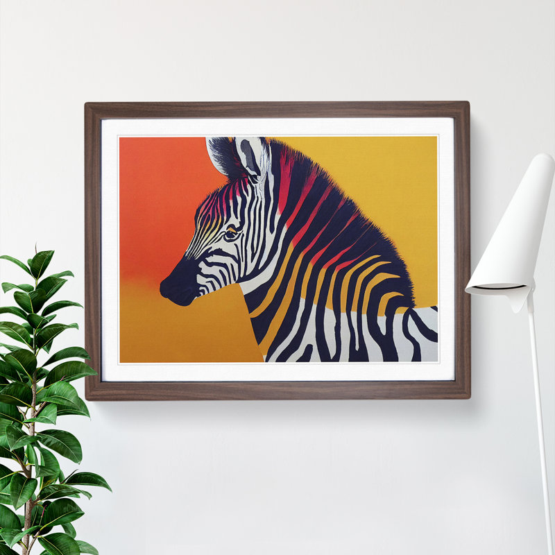 Zebra Vol.3 - Single Picture Frame Painting, 46cm H x 64cm W x 2cm D, Walnut