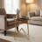 Charenton Accent Table with Teak Wood Top with Gold Finish Metal Legs, Round 19"