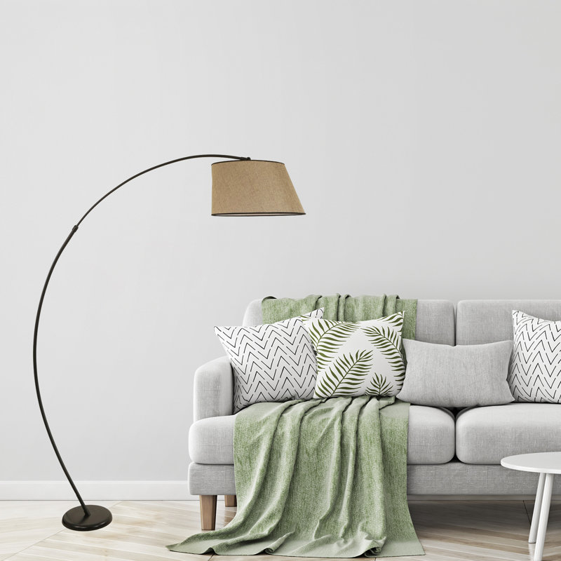 Lampe sur pied arquée 73 po Daulton, Noir, Osier foncé