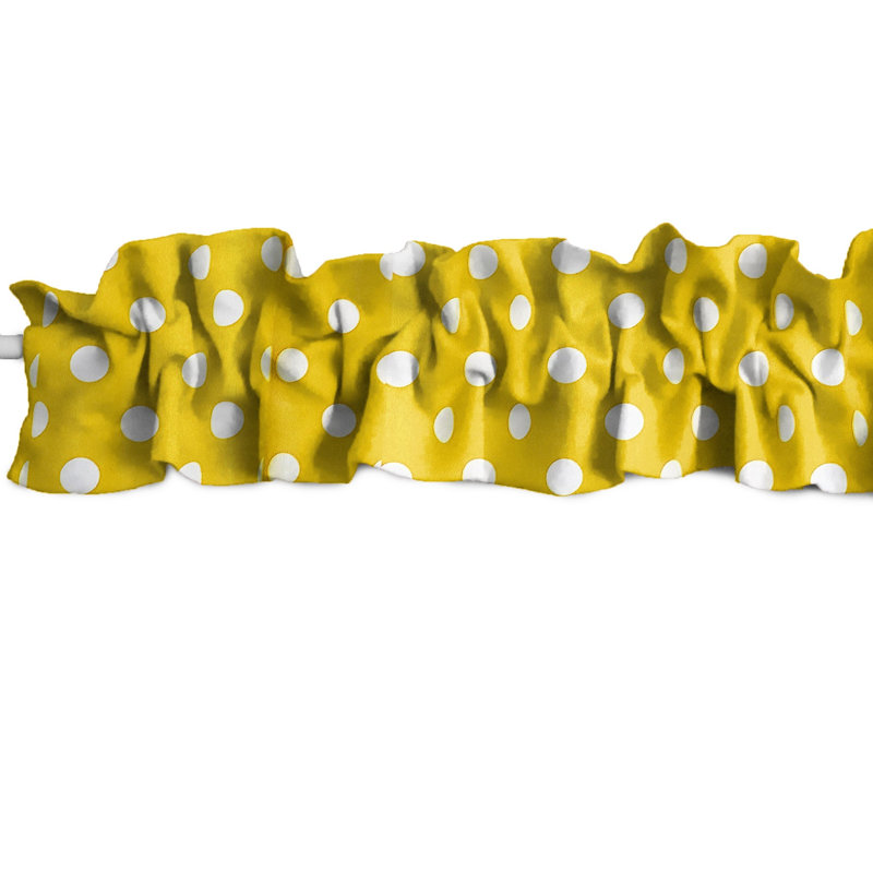 Cantonnière sur mesure en mélange de coton à pois, L 72 po x L 7 po, Jaune/blanc