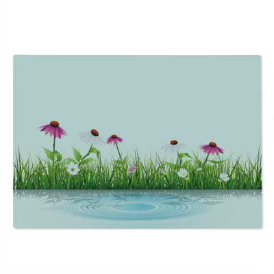 Ambesonne Floral Cutting Board Large Size Cartoon Flowers by Lake Multicolor