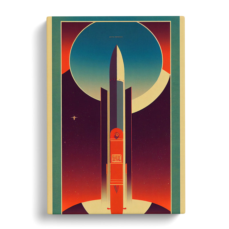 Spaceship Rocket Art Deco No.3 - Wrapped Canvas, 76cm H x 50cm W x 3cm D