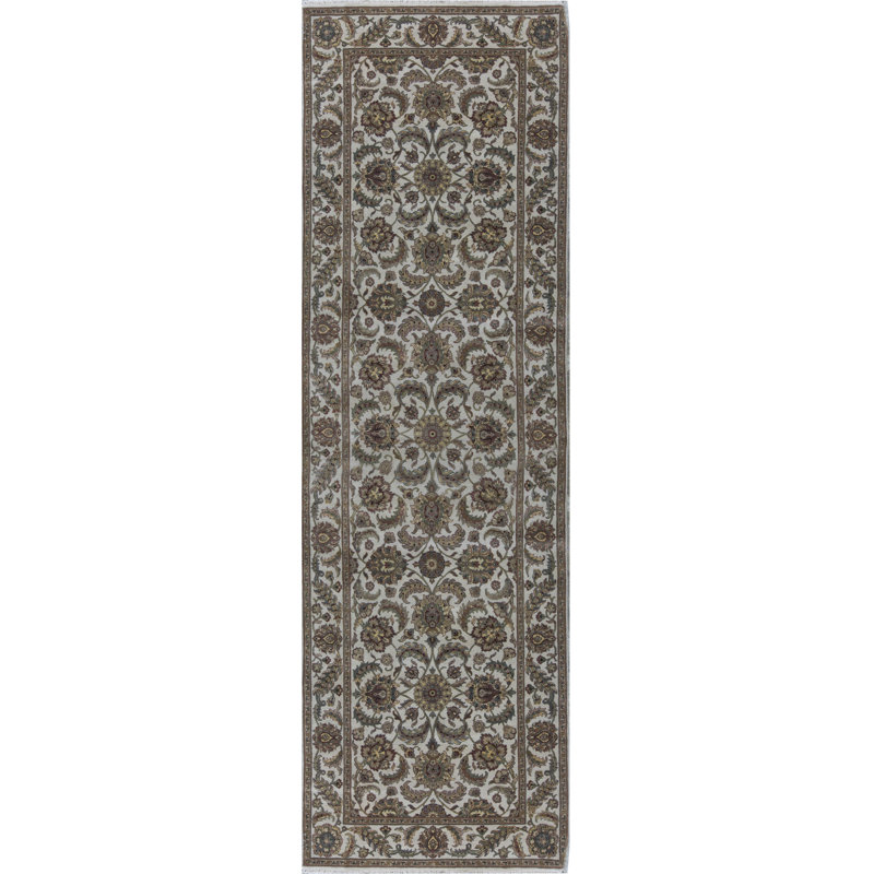 Tapis de couloir ivoire et ivoire noué à la main Trinity