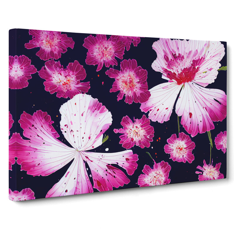 Painted Carnation Flower Abstract - Wrapped Canvas, 40cm H x 60cm W x 3cm D