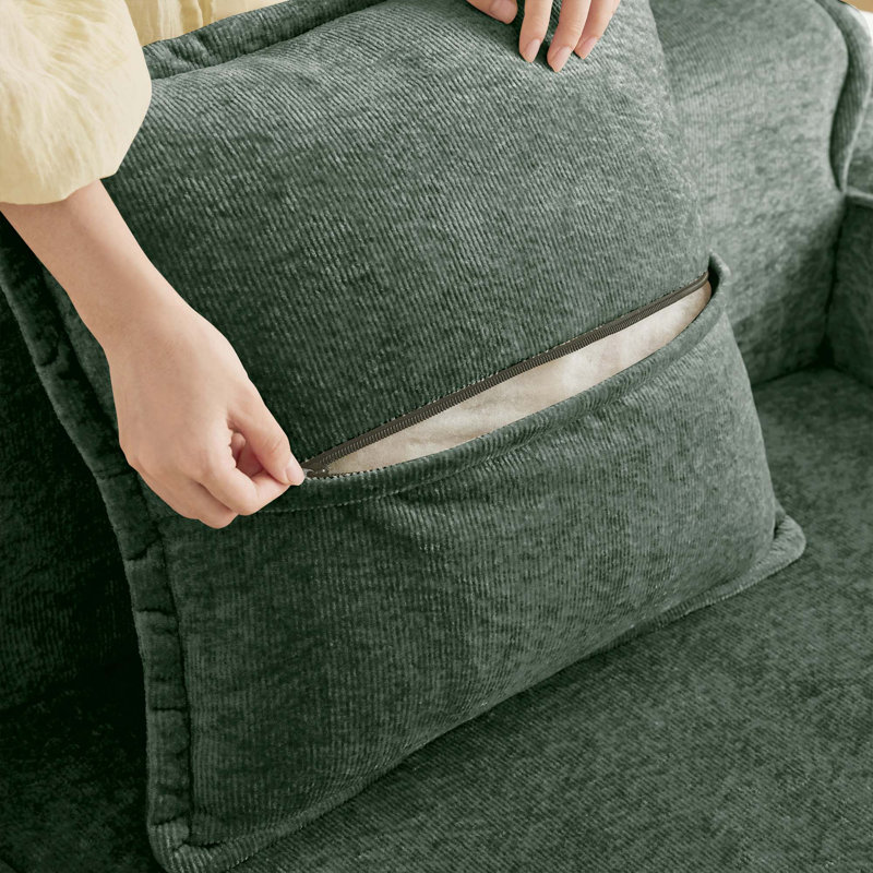 Boneless Harrison LSF&RSF Sofa Velvet, 31.1" H x 138.58" W x 38.2" D, 4, Green