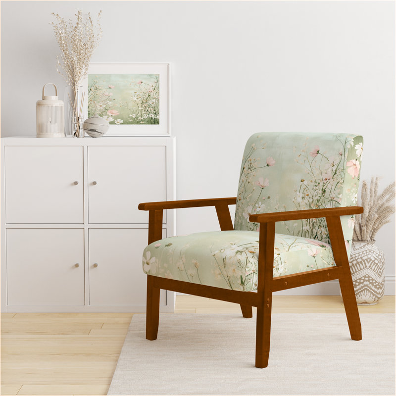Chaise rembourrée Daisies - Fauteuil Soft Meadow Blooming Daisies I, Brown Square Arms