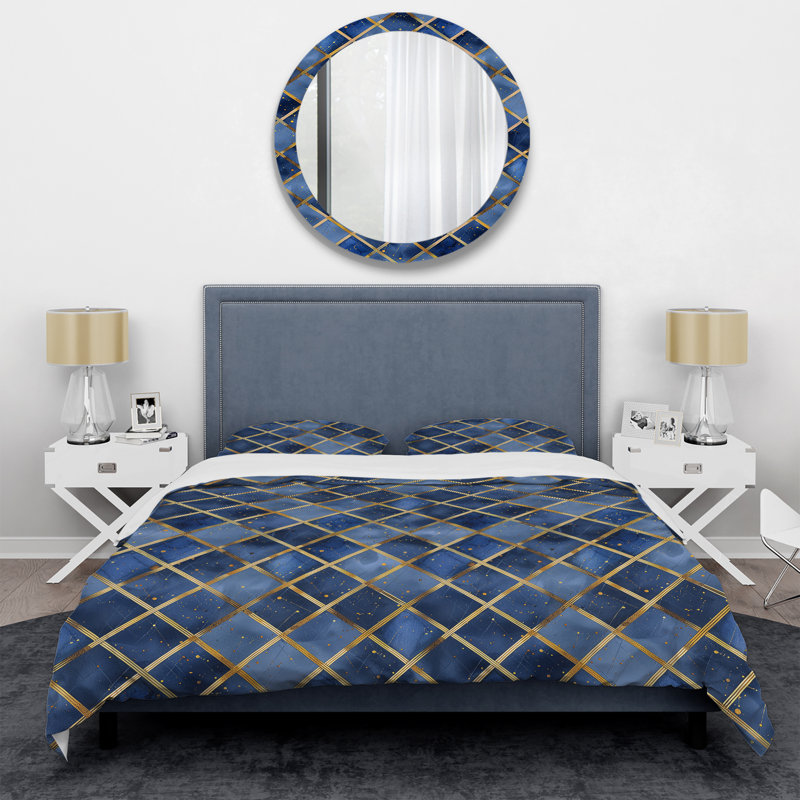 Blue Gold Glam - Ensemble de housse de couette Glam, Housse de couette pour grand lit + 2 taies décora