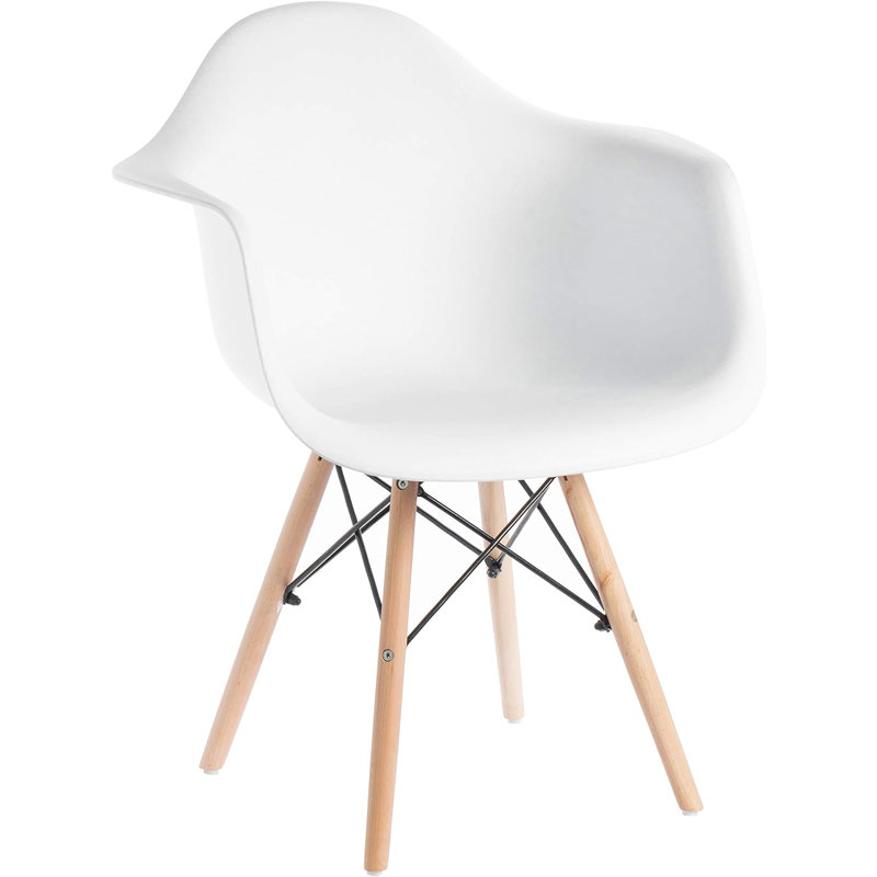Marvalene blanc avec accoudoirs et pieds en bois, Blanc