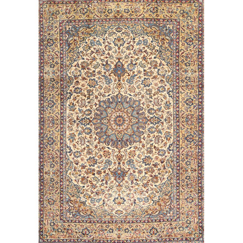 Tapis de surface beige en laine touffeté à la main Daubert