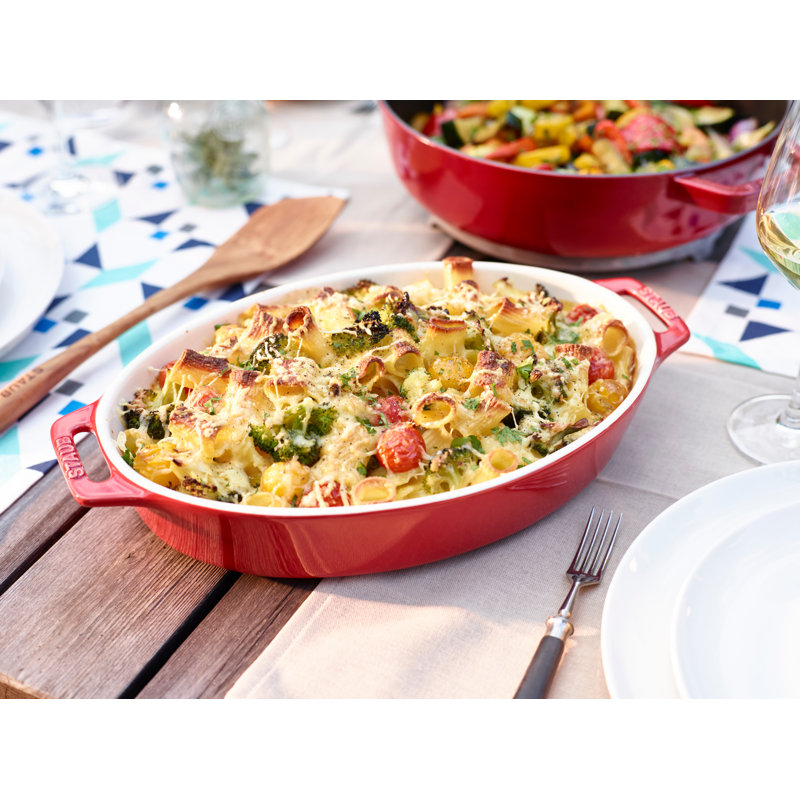Staub Ceramic 2-piece Oval Baking Dish Set, Cherry