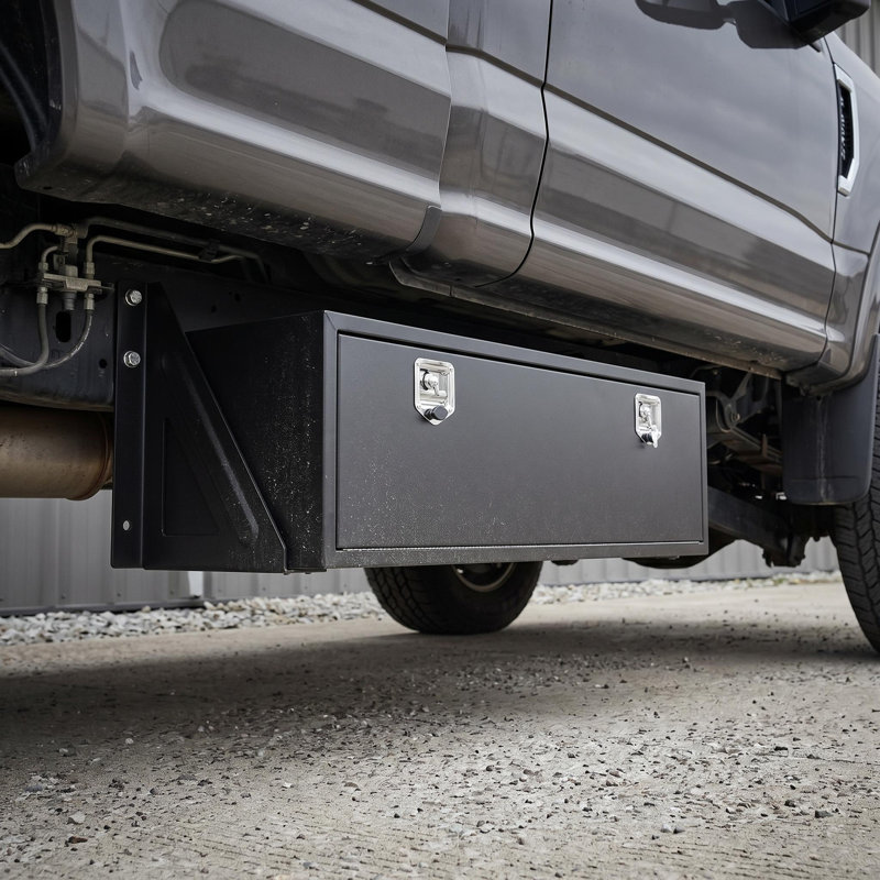 Boîte à outils robuste pour camion en acier avec loquet de verrouillage à poignée en T pour camionnette, véhicule récréatif, remorque