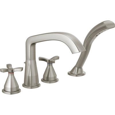 Stryke Double Handle Deck Mounted Roman Tub Faucet Trim with Diverter