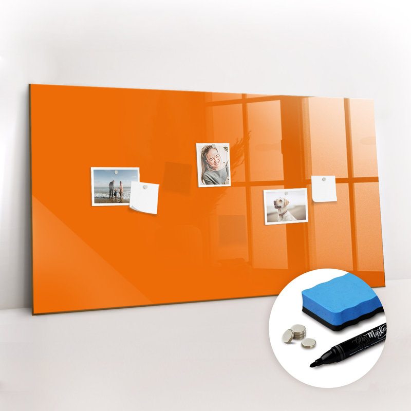 Magnetic Glass Dry Erase Board, Orange
