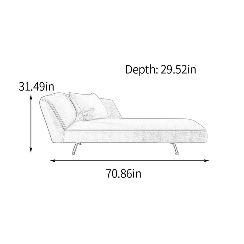Méridiennes en cuir pour chambre à coucher, Orange, Orienté à gauche (vu de face)