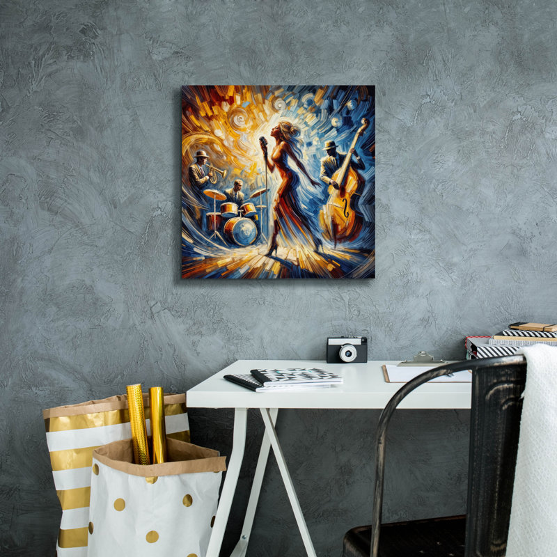 "Epic Graffiti" Jazz Band Abstract "par Rey Klimt, art mural sur toile, H 18 po x l 18 po