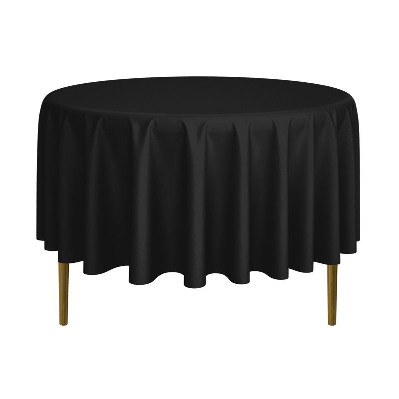 Solid Color Round Tablecloth, 90" L x 90" W, Black, 5