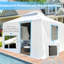 Housse de pavillon de jardin universelle 12 pi x 12 pi - toutes saisons imperméable avec parois latérales, fenêtres en filet de polypropylène, enceinte de rangement blanche