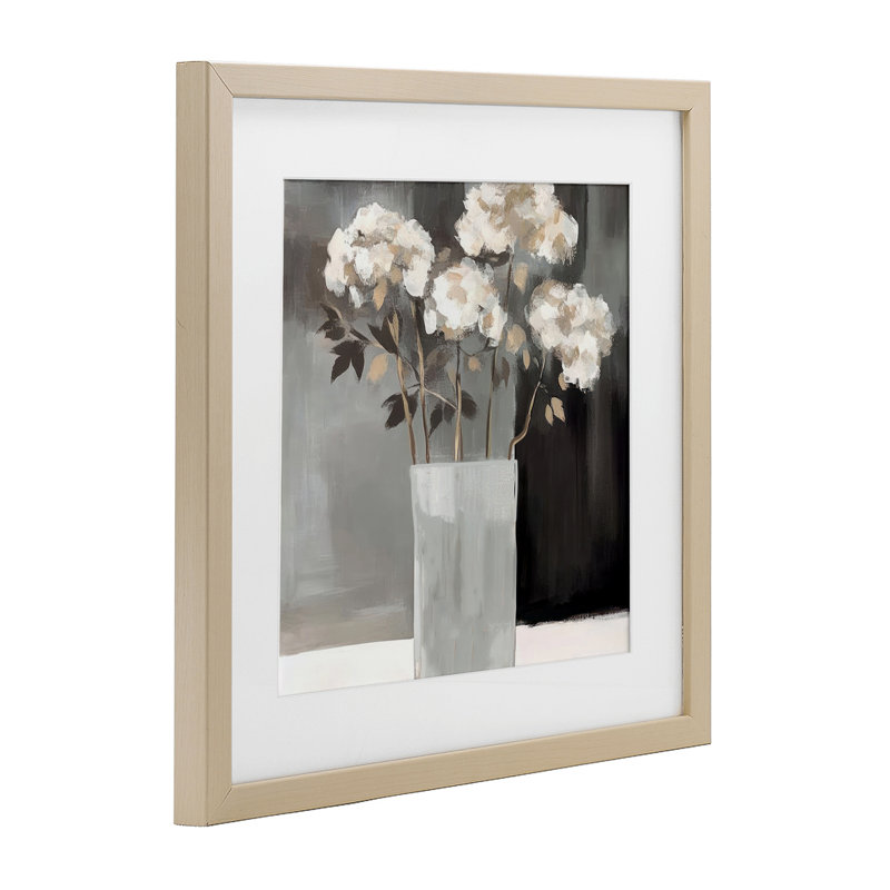 Vase de grâce sur fond gris, impression par Mona Grace, H 16 po x l 16 po, Cadre de récolte en pin