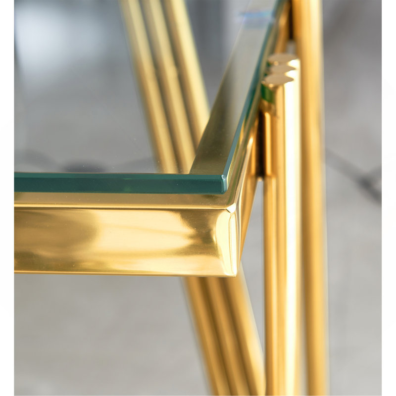 20 Inch Square End Table, Gold