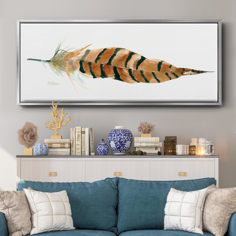 Tail Feather I- Framed Canvas, 20" H x 50" W