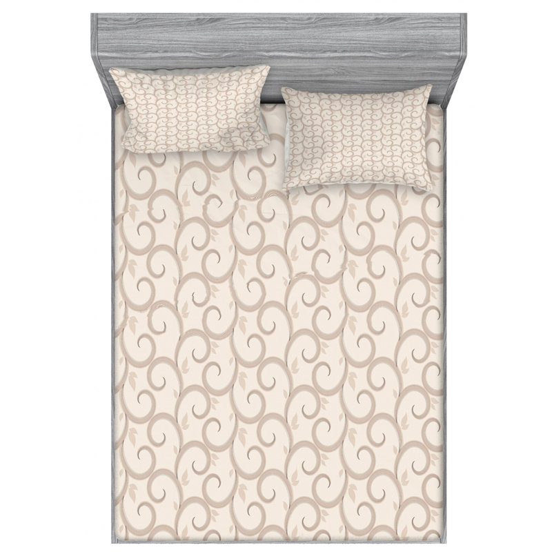 Microfiber Damask Sheet Set, Queen Sheet Set with Fitted Sheet