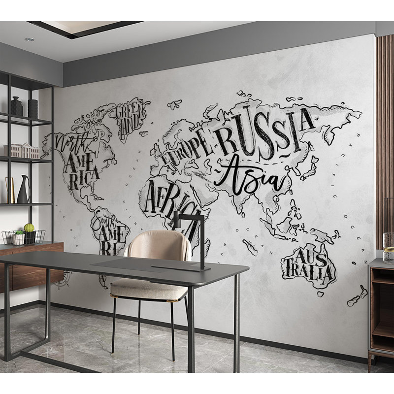 Murale carte du monde Croner Smooth, Blanc, L 41 po x l 57 po