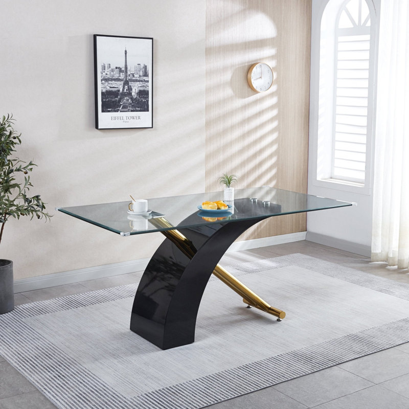 Table de salle à manger Burdell, Noir, noir, noir, noir