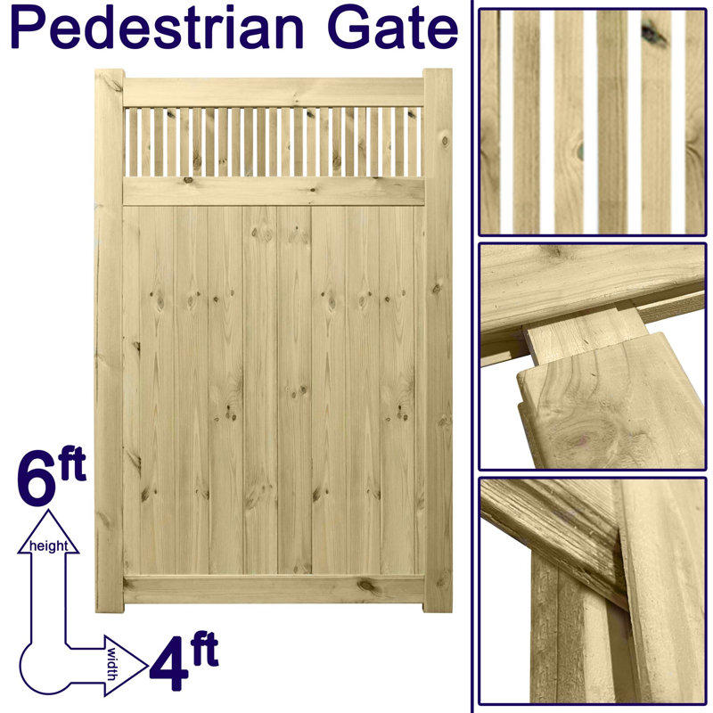 Sacha Pressure Treated (Tanalised) Wood Gate, 180cm H x 120cm W x 4.5cm D