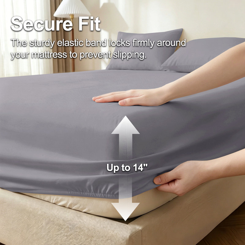 Sheet Set, Twin Sheet Set with 1 Pillowcase, Gris clair