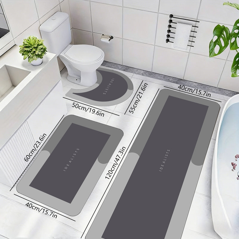 Ensemble de tapis de salle de bain 3 pièces, Gris