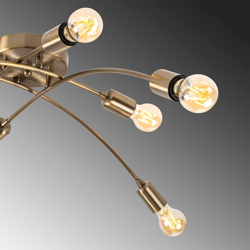Lustre de style rétro, structure en métal, 31,1 po x 31,1 po x 10,2 po | 8 x douilles E27 (40 W maximum), design élégant et glamour | Parfait pour les salles à manger et les espaces de vie modernes, classé IP20, installation facile
